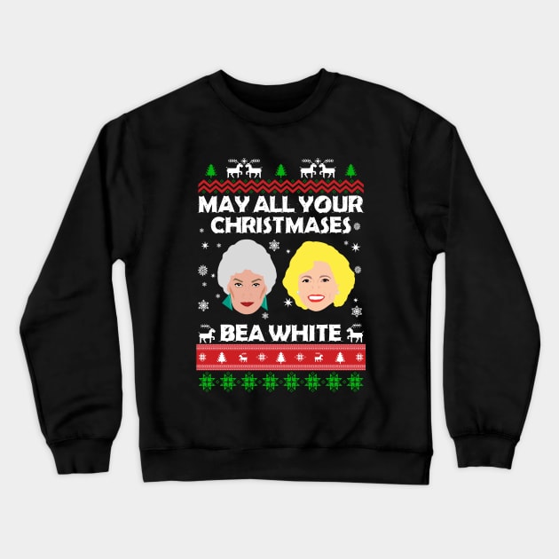 May All Your Christmases Bea White Crewneck Sweatshirt by Inky Icarus